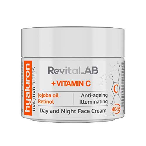 RevitaLAB - Crema antiarrugas de día y de noche con ácido hialurónico enriquecida con vitaminas A
