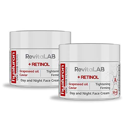 RevitaLAB - Crema antiarrugas de día y de noche con ácido hialurónico enriquecida con retinol
