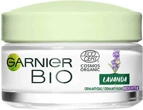 Garnier Bio Crema Anti - Edad Noche Regeneradora Aceite Esencial Lavanda Ecológico y Aceite Jojoba Ecológico