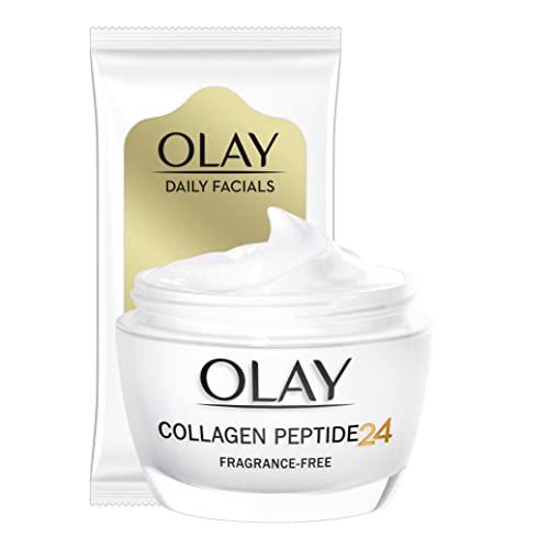 Olay Collagen Peptide24 Crema de Dia 50ml + Daily Facials 5-en-1 Toallitas Limpiadoras 7uds