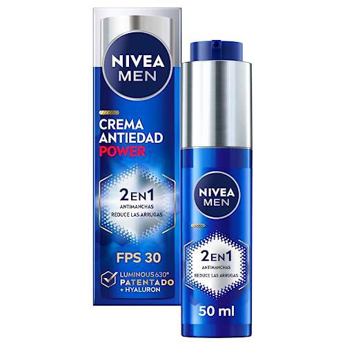 NIVEA MEN Power Hidratante 2-en-1 (1 x 30 ml), crema hidratante facial con protector solar FP30