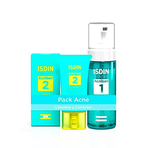 ISDIN ACNIBEN Pack Limpiador Purificante Espuma y Gel Crema Control de Brillos y Granos