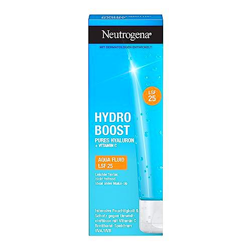 Neutrogena Hydro Boost Aqua Fluid SPF 25 (50 ml), crema facial ligera con ácido hialurónico y vitamina C para una hidratación intensa