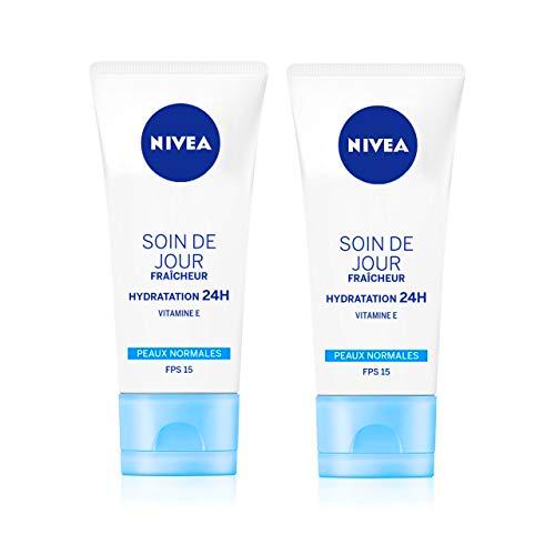 NIVEA - Crema hidratante para el día 24H con frescor FPS15 (2 x 50 ml)