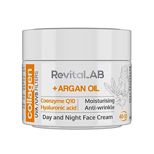 RevitaLAB - Crema hidratante antiarrugas de día y de noche con colágeno enriquecida con ácido hialurónico