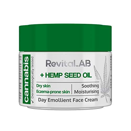 RevitaLAB - Crema facial emoliente de día con extracto de cánnabis y aceite de semilla de cáñamo ecológico para una hidratación intensa