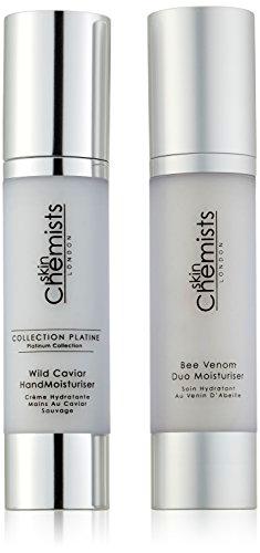 skinChemists Bundle Platino - Crema de manos de caviar salvaje y crema hidratante duo de veneno de abeja