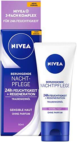 Nivea - Cuidado nocturno calmante 24h de humedad + regeneración sensible, 50 ml