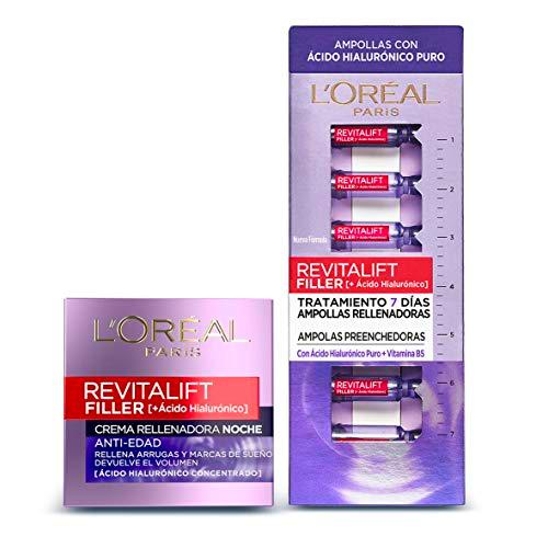 L'Oreal Paris Dermo Expertise Revitalift Filler Rutina: Tratamiento Ampollas con Ácido Hialurónico Puro + Crema de Noche remodeladora