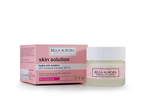 BELLA AURORA Hydra Rich Solution SPF 15 Crema Facial 24 H Hidratante Intensiva Tratamiento Anti-Edad Mujer para Piel Normal o Seca, 50 ml