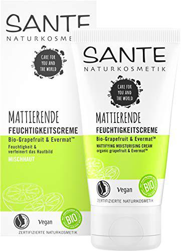 SANTE naturkosmetik Mattierende Feuchtigkeitscreme CREMA MATIFICANTE HIDRATANTE pomelo-evermat 50ml, Plástico