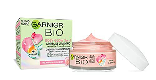 Garnier BIO Rosy Glow 3 en 1 Crema de Juventud con Aceite de Rosa Mosqueta y Vitamina C Nutre