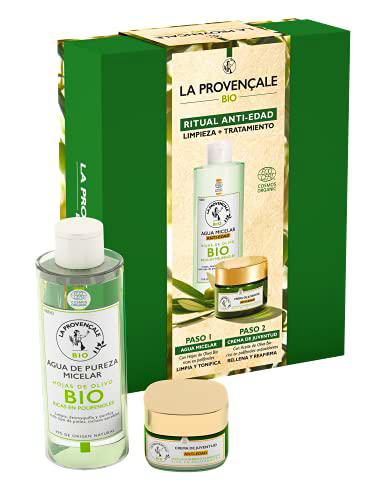 La Provençale BIO, Pack Anti Edad Crema de Juventud 50ml y Agua Micelar Anti Edad con Aceite de Oliva BIO Rico en Polifenoles Antioxidantes