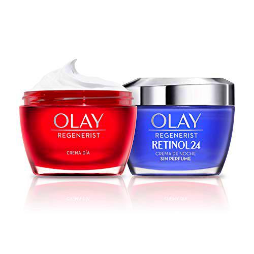 Olay Regenerist Crema Facial De Día y Olay Retinol 24 Crema Hidratante De Noche Con Retinol