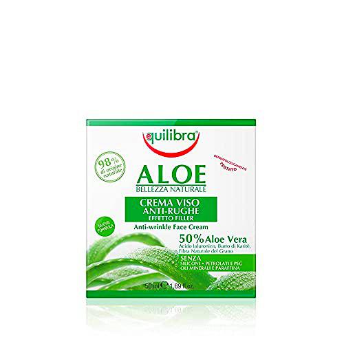 Equilibra Cuidado Facial, Crema Facial Antiarrugas a Base de Aloe Vera con Efecto Rellenador