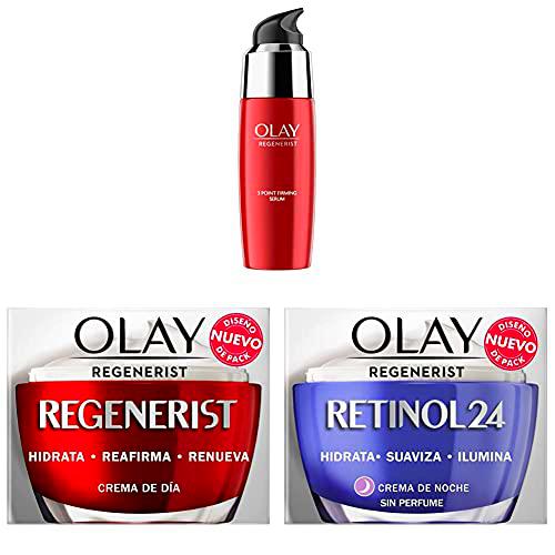 Olay Regenerist Ultra Firming Sérum + Crema Facial De Día + Crema Hidratante De Noche Con Retinol