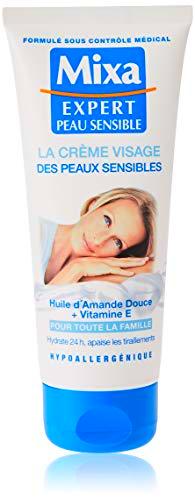 Mixa Expert Piel Sensible - Crema facial para pieles sensibles con aceite de almendra dulce + vitamina E, 100 ml