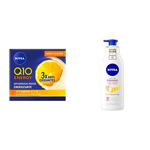 Nivea Q10 Energy Crema de Noche Antiarrugas + NIVEA Q10 Aceite de Argán Body Milk hidratante