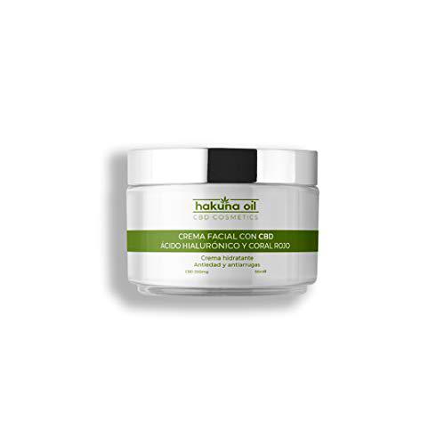 Crema hidratante facial mujer CBD Crema facial con aceite de semilla de Cáñamo Crema hidratante con Ácido Hialurónico y Coral Rojo Hidrata