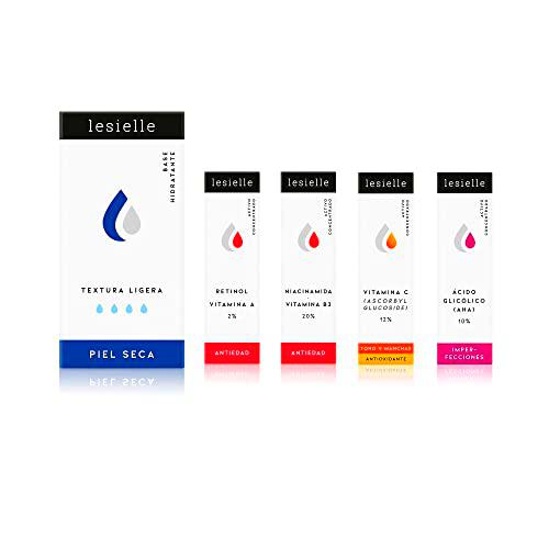 Lesielle Crema hidratante facial -Pack Efecto Total 360- Cosmética Personalizada y Adaptativa con Retinol 2%