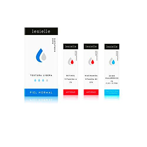 Lesielle Crema hidratante facial antiarrugas -Pack Antiedad- Cosmética Personalizada y Adaptativa con Retinol 2%