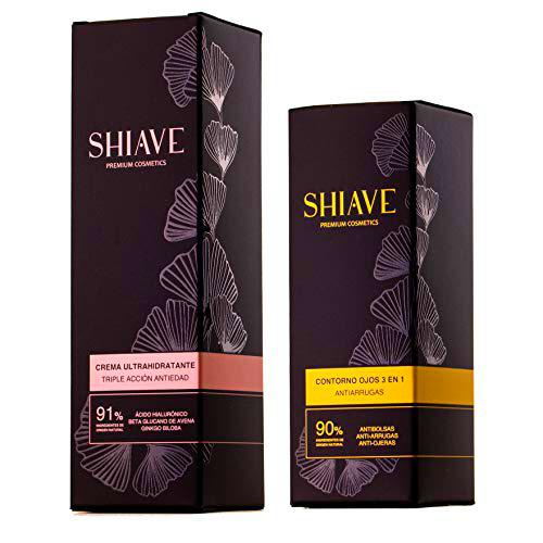 Shiave Premium Cosmetics Ritual Pack Belleza Facial: CONTORNO DE OJOS ANTIARRUGAS 15ml + CREMA ULTRAHIDRATANTE ANTIEDAD 50ml