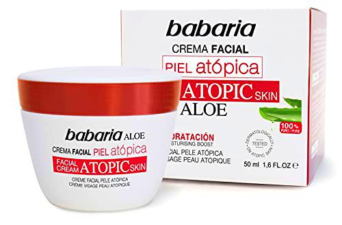 Babaria Crema facial pieles atópicas, con 20% de Aloe Vera y Vitamina E