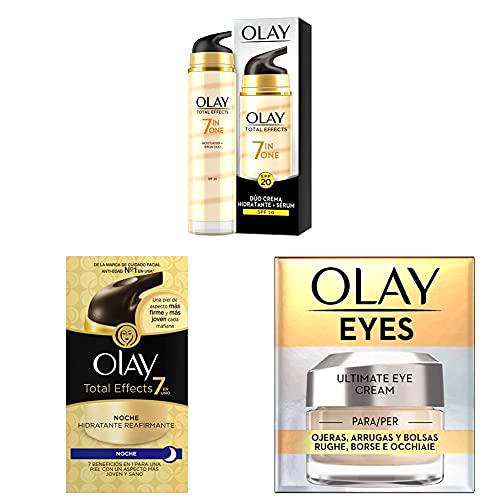 Olay Total Effects 7en1 Dúo Crema facial Hidratante + Crema de Noche Hidratante Reafirmante + Eye Cream para Ojeras