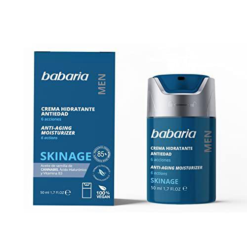 Babaria - Crema facial para hombre - Crema hidratante antiedad con aceite de semillas de Cannabis