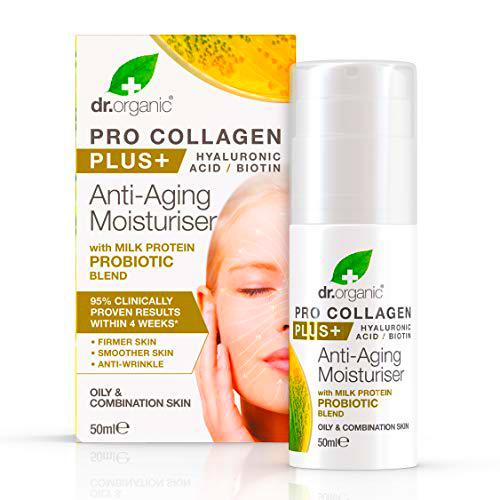 Dr. Organic | Crema antienvejecimiento Pro Colágeno Plus+ con Probióticos | 50 ml