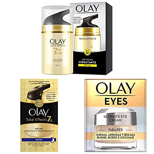 Olay Total Effects SPF 30 7 en 1 + crema de noche hidratante reafirmante + Eye Cream para Ojeras