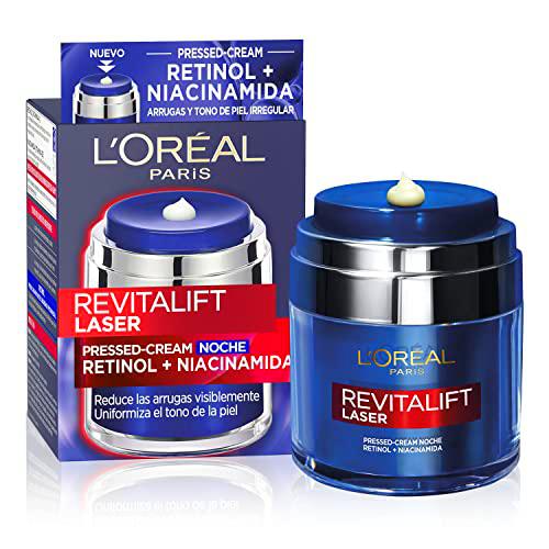 L'oreal Paris Pressed Cream Noche de Revitalift Laser con Retinol y Niacidamida Formato Monodosis, 50ml