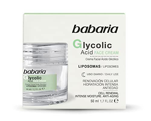 Babaria - Crema Ácido Glicólico - Crema facial antiarrugas con ácido glicólico libre y liposomado