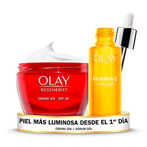 Olay Regenerist Crema Facial De Día, 24h, 50 ml + Olay Sérum De Día Vitamina C + AHA24, 40 ml