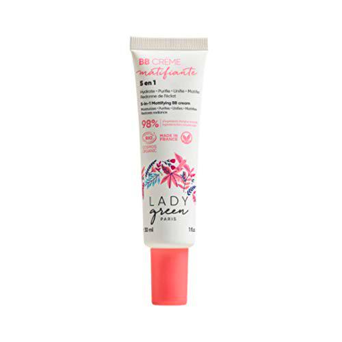 Lady Green - BB crema matificante 5 en 1 Bio 30 ml para pieles mixtas a grasas, Lady Green