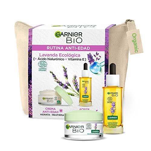 Garnier Bio Neceser Pack Anti Edad - Crema Anti Edad Regeneradora Con Acido Hialurónico 50ml + Aceite Facial Reafirmante 30ml