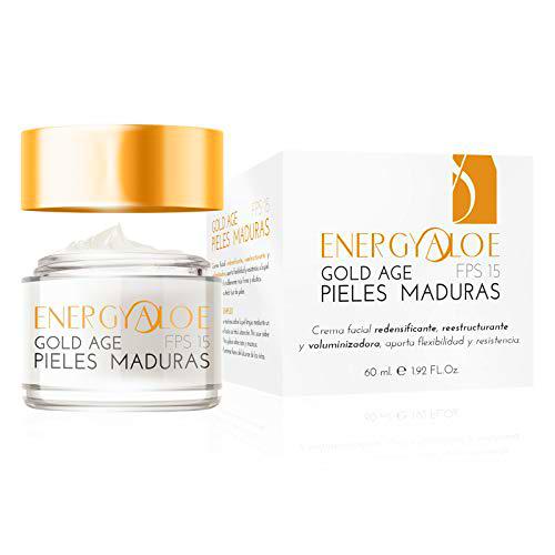 Energyaloe Gold Age Pieles Maduras | Tratamiento Antiage Reestructurante Y Voluminizador | Para Una Piel Más Firme Y Tersa | Protección Solar Fps 15 | 60 Ml