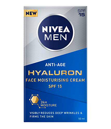 NIVEA MEN Hyaluron Crema facial (50 ml), crema facial antiarrugas reduce las arrugas profundas