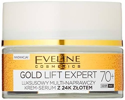 Eveline Cosmetics Gold Lift Expert - Crema reafirmante para día y noche 70+ con oro de 24 quilates, 50 ml