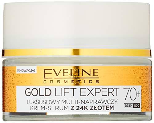 Eveline Cosmetics Gold Lift Expert - Crema reafirmante para día y noche 70+ con oro de 24 quilates, 50 ml