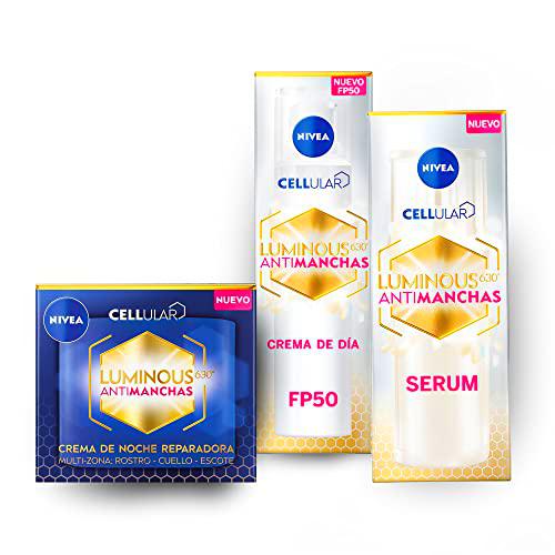 NIVEA Cellular LUMINOUS 630 Antimanchas Crema de Día FP50 (1 x 40 ml)+NIVEA Cellular LUMINOUS 630 Sérum Antimanchas (1 x 30 ml) + NIVEA Cellular LUMINOUS 630 Crema de Noche Reparadora (1 x 50 ml)