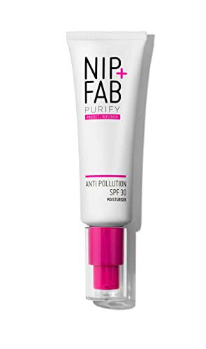 Nip+Fab Spf 30 Moisturiser Purify Anti Pollution | 50 ml | Para Pieles Grasas Y Congestionadas | Máxima Hidratación Y Protección Para El Rostro | Protección UVA + UVB | Filtro facial SPF