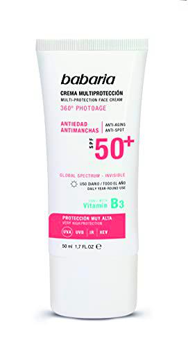 Babaria - Crema Facial Multiprotectora SPF 50+ Antiedad y Antimanchas