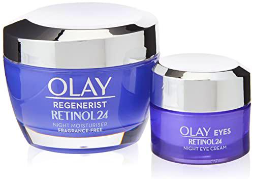 Olay Regenerist Favorites, Retinol 24 Night Face Moisturiser y crema hidratante para ojos con retinol y vitamina B3