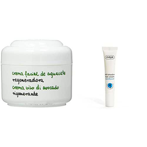 Ziaja Aguacate Crema Facial 50 ml, 50 mililitro, 1 &amp; Contorno de Ojos Crema Antiojeras con Aciano