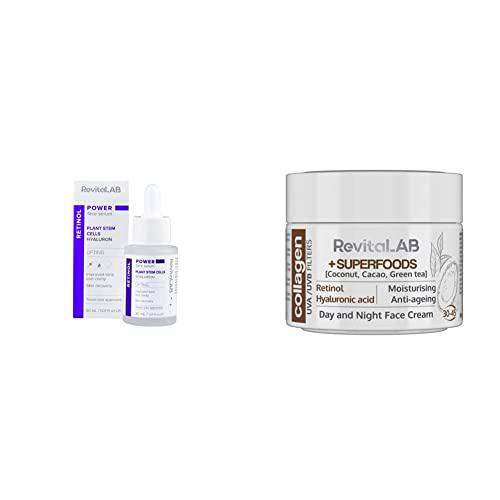 RevitaLAB, Sérum facial, 30 ml &amp; Day and Night Collagen Anti-Aging Moisturiser Enriched with Hyaluronic Acid