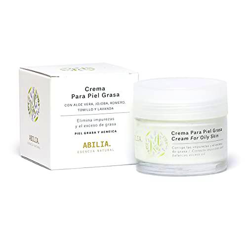 Abilia. Esencia Natural Crema Facial Hidratante para Pieles Grasas Bio Ecológica Certificada, Pack de 1