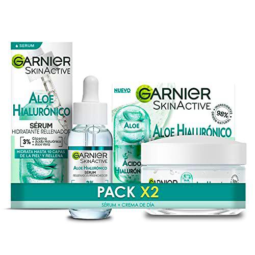 Garnier Pack Aloe Hialurónico, Serum Hidratante Rellenador con Ácido Hialurónico y Aloe Vera + Crema Día Jelly Hidratante 30ML + 50 ML