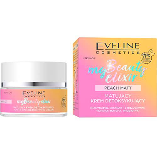 EVELINE COSMETICS My Beauty Elixir Crema matificante desintoxicante Hidrata Reduce la secreción de sebo Melocotón Mate Fórmula vegana de base orgánica 98 % natural Día y noche 50 ml