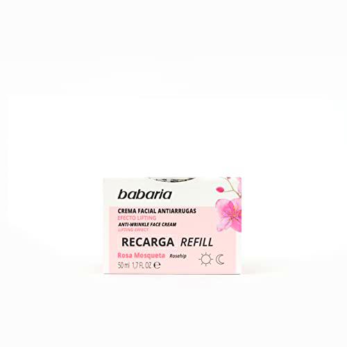 Babaria - Refill Crema Antiarrugas Rosa Mosqueta, Hidrata Intensamente la Piel